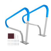 Pool Handrail 2 Pack 48 x 36 in Stainless Steel Railing with Base Plate for Indoor and Outdoor Pools Safety Deck Railing Rust Proof Grab Bar with Grip Cover and Accessories for Spas
